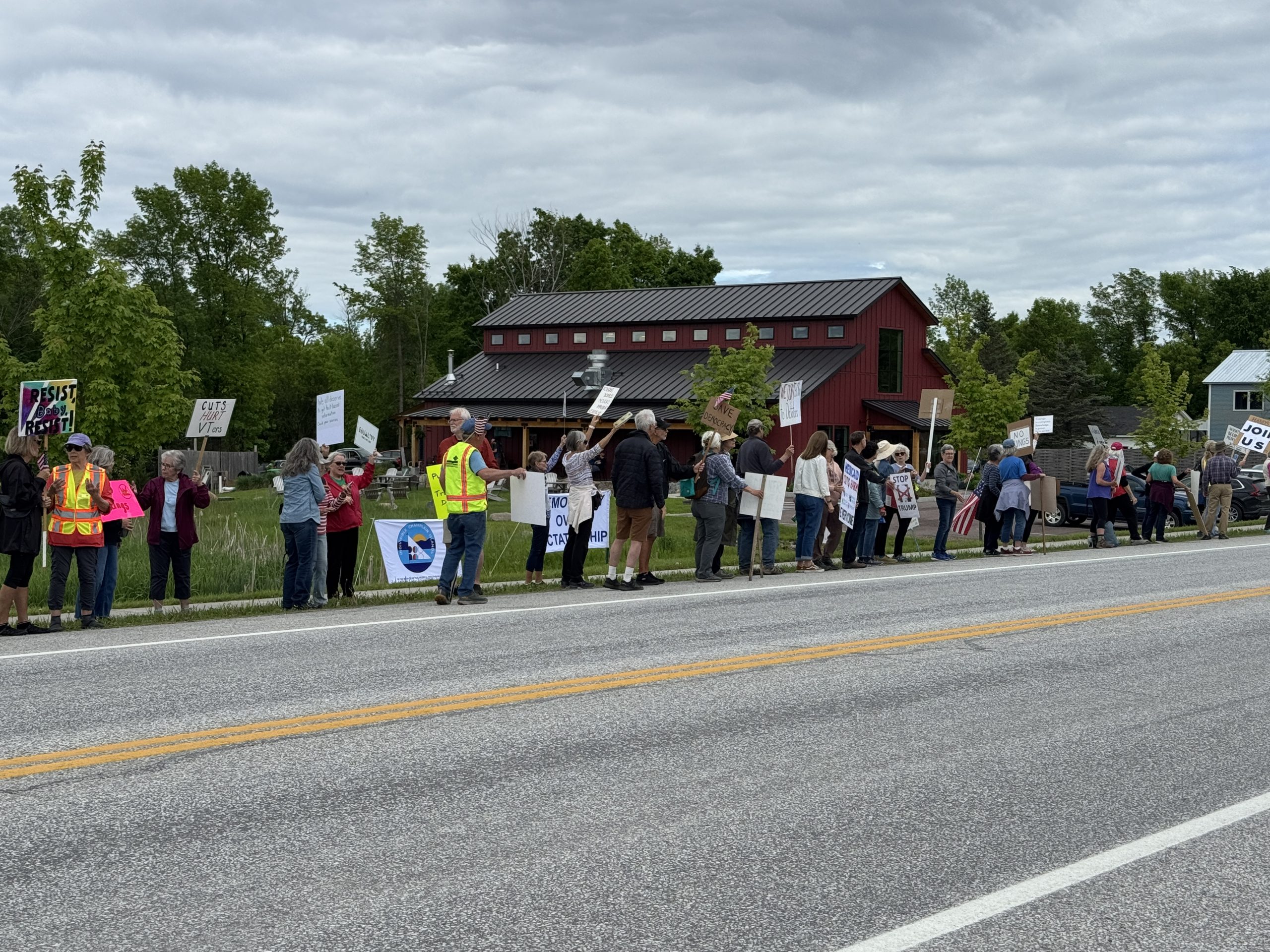 Protesters with signs